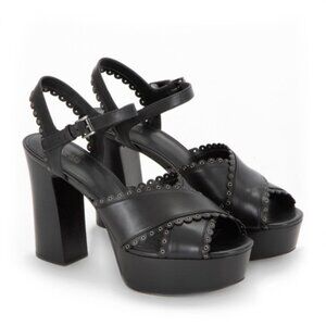 Michael Kors Womens Black Platform Jessie Leather Sandals Size 9